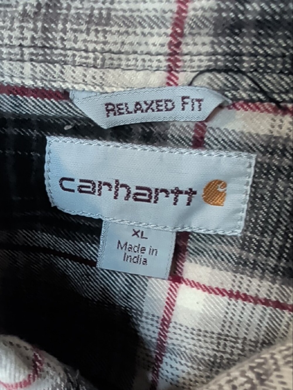 Carhartt Flannel Black, White & Red Plaid Button-Down Shirt - Picture 2 of 5